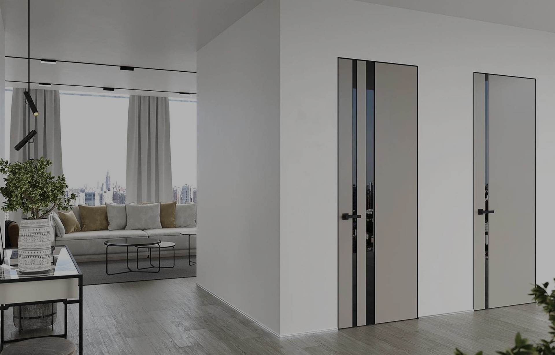 porte filomuro bois laque et verre