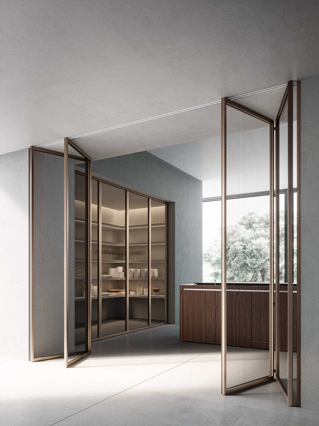 cloison alu et verre fume design