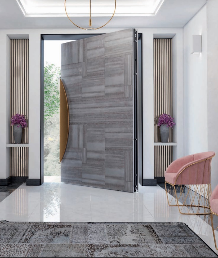 grande porte entree design grise