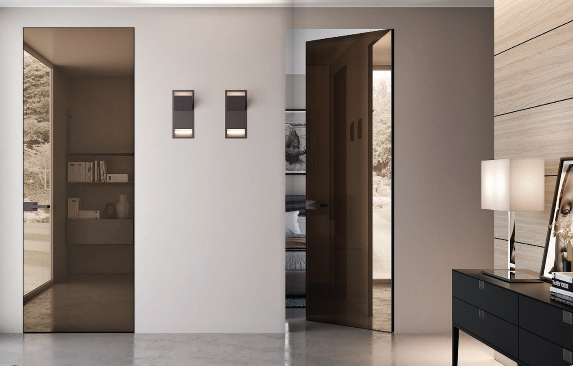 portes miroirs affleurantes